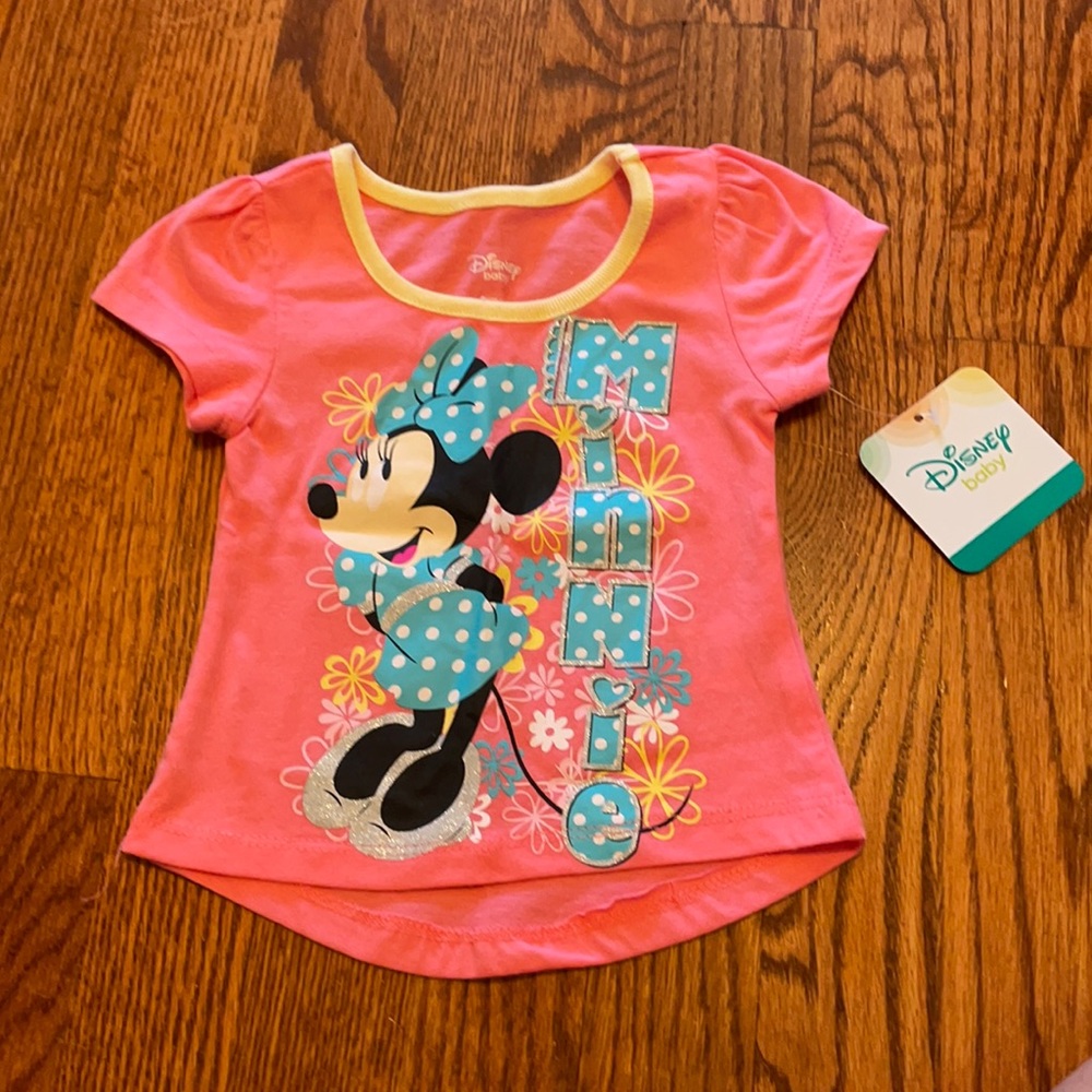 New coral Minnie Mouse t-shirt for 18 month baby